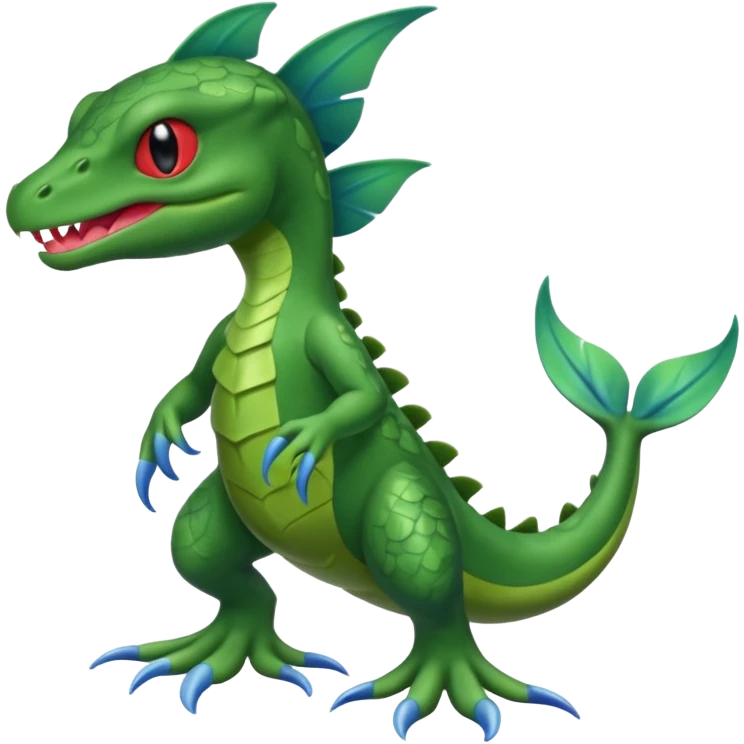 Swampy seaweedy Axew-Grovyle-Inteleon-fusion (full body) emoji