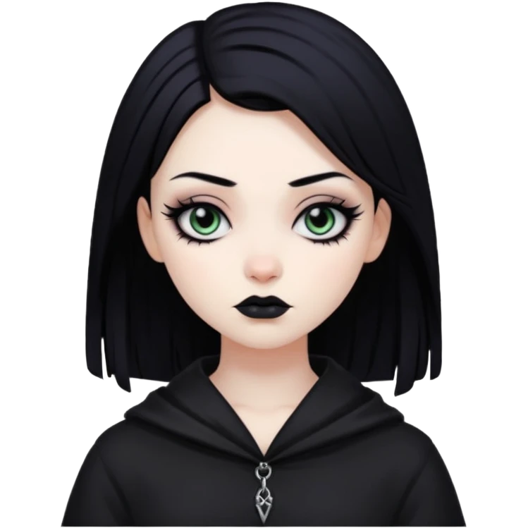 Goth girl black hair emoji