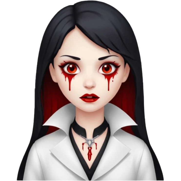 Women Vampire withwhite coat dress and eyes should be red with blood emoji