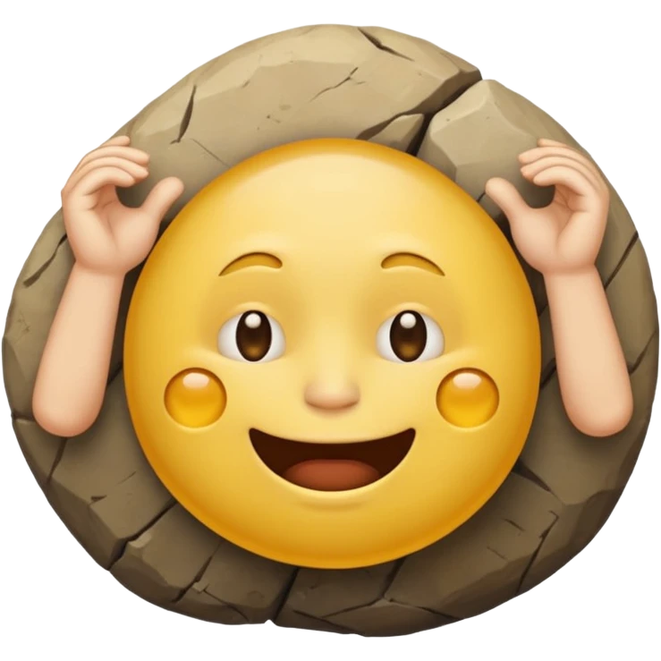 a yellow emoji circle with rock on hands and he looks super drunk emoji
