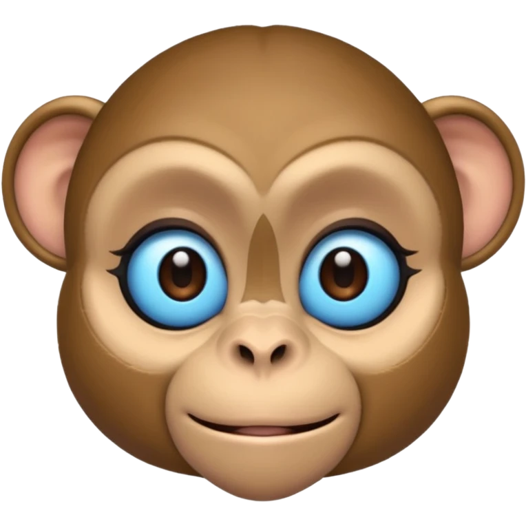 a monkey with long eyelashes and blue eyeshadow eyeliner, with earrings emoji