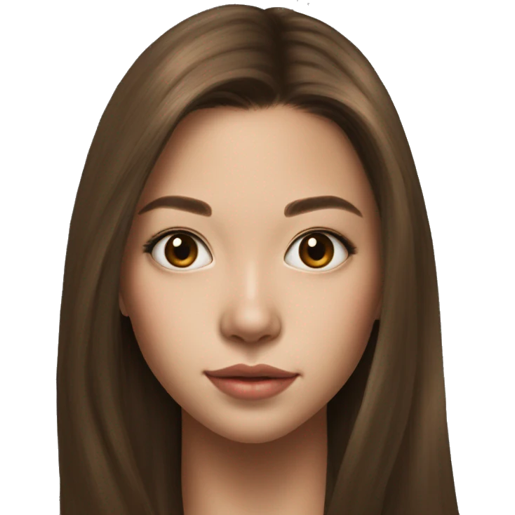 Megan Nakata long brown hair teenager, hyperreal, photoreal portrait emoji