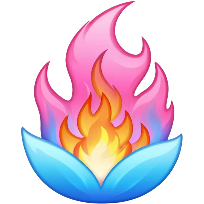 pink blue white fire no orange emoji