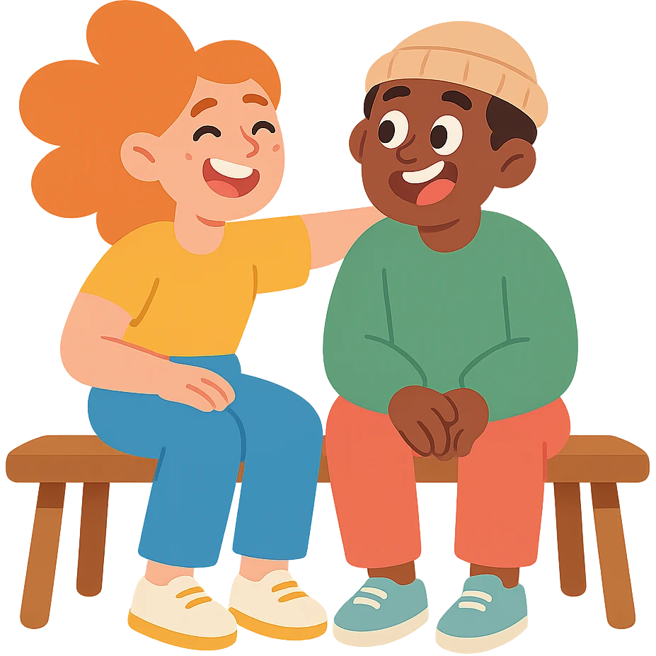 two best friends sitting on a bench emoji