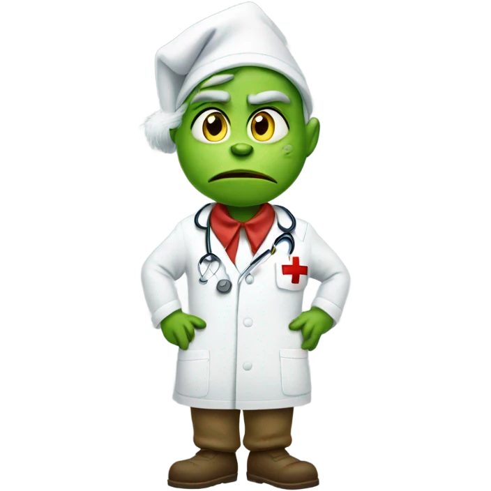 Grinch dressed like nurse emoji