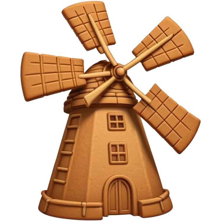 Speculaas Cinematic Realistic Speculaas Biscuit Emoji, depicted as a spiced speculaas cookie crafted in the shape of a windmill and warm, inviting lighting. emoji