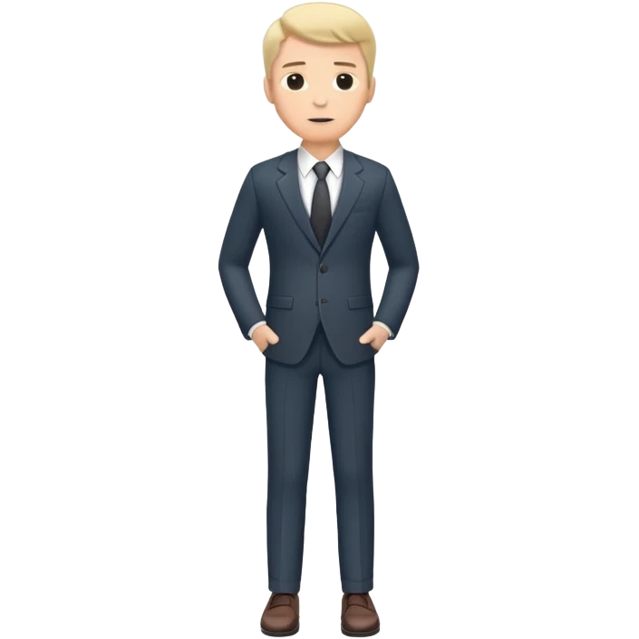 white man in suit and shoes, with hands on his hips emoji