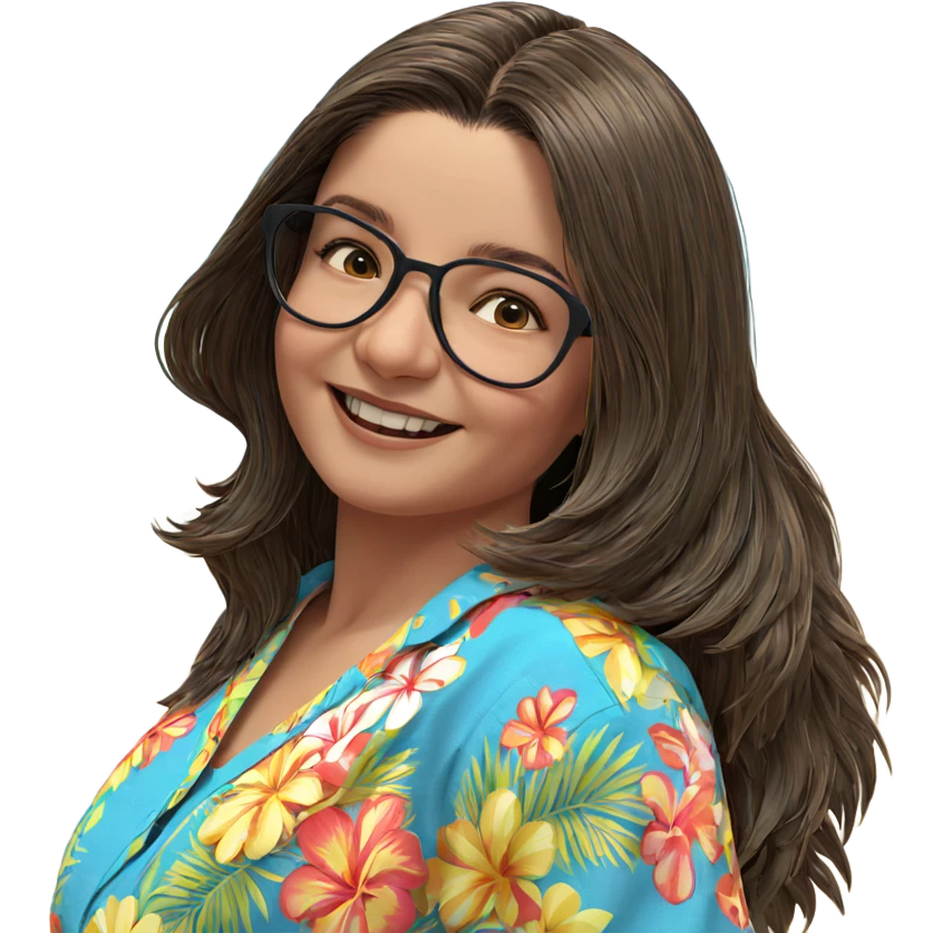 smiling girl in hawaiian shirt emoji