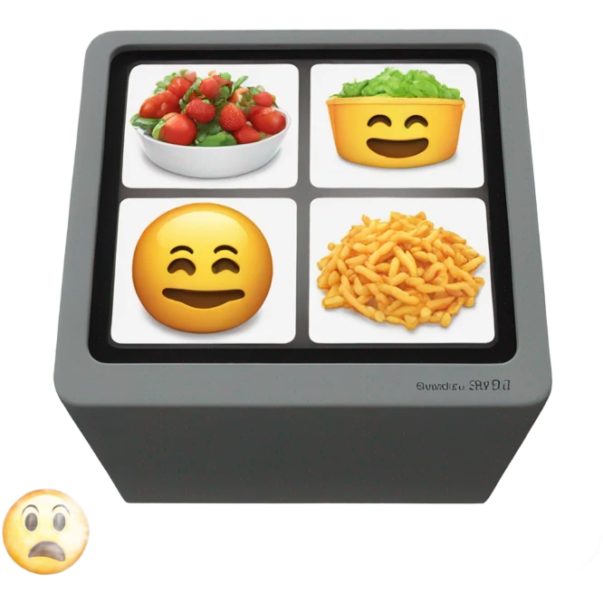 A digital screen showing calorie count. emoji