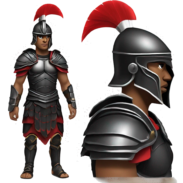 Fantasy spartan warrior male wearing detailed black armor with a red plumed helmet
 emoji