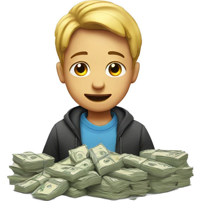 a poor boy with lots of money emoji