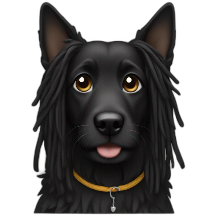 black dog with dreadlocks emoji