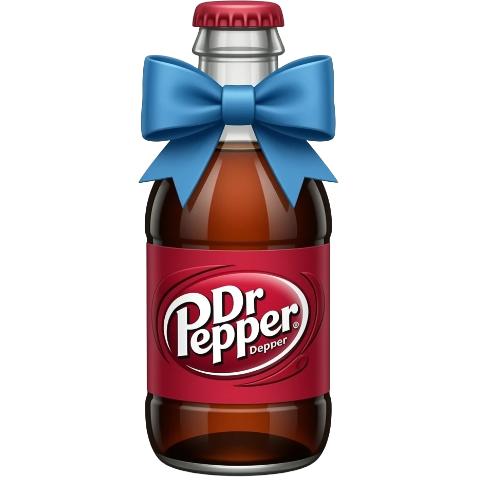 Dr Pepper bottle a blue bow emoji