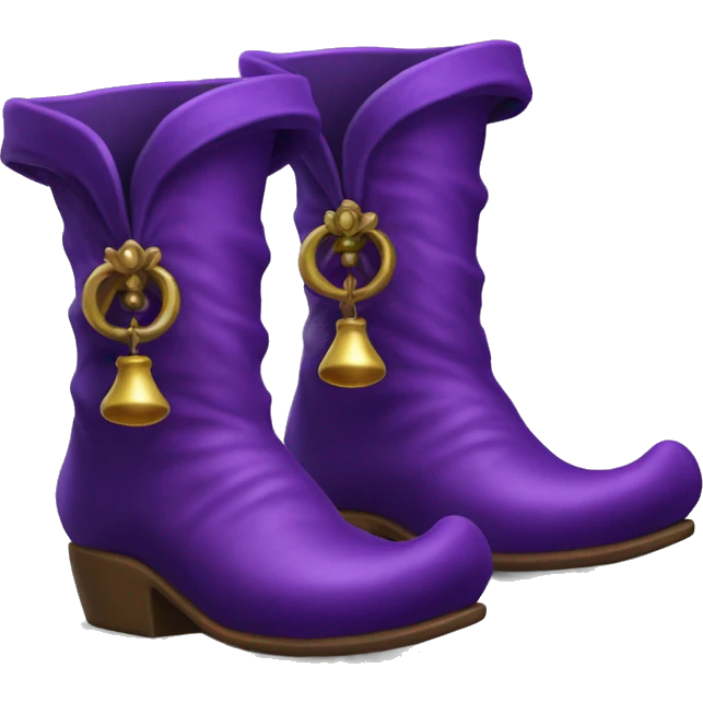Realistic isolated royal purple elf boots with bells. emoji
