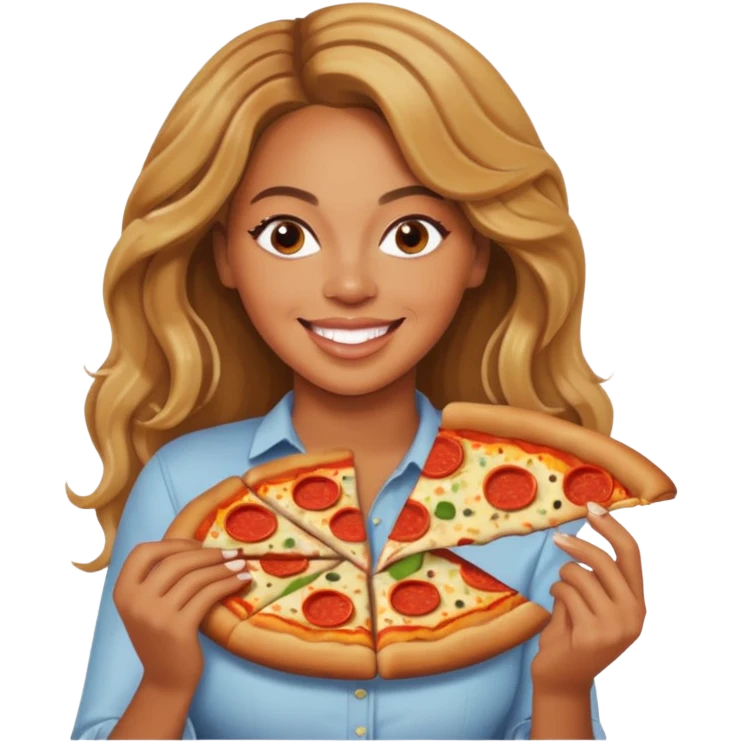 Beyoncé eating a pizza emoji