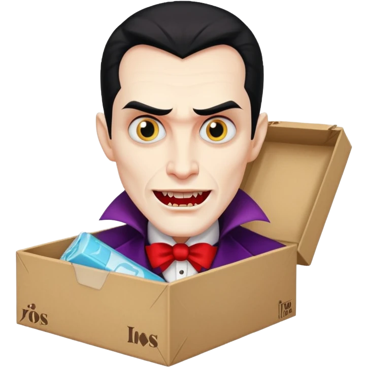 dracula, fang, with carton box emoji