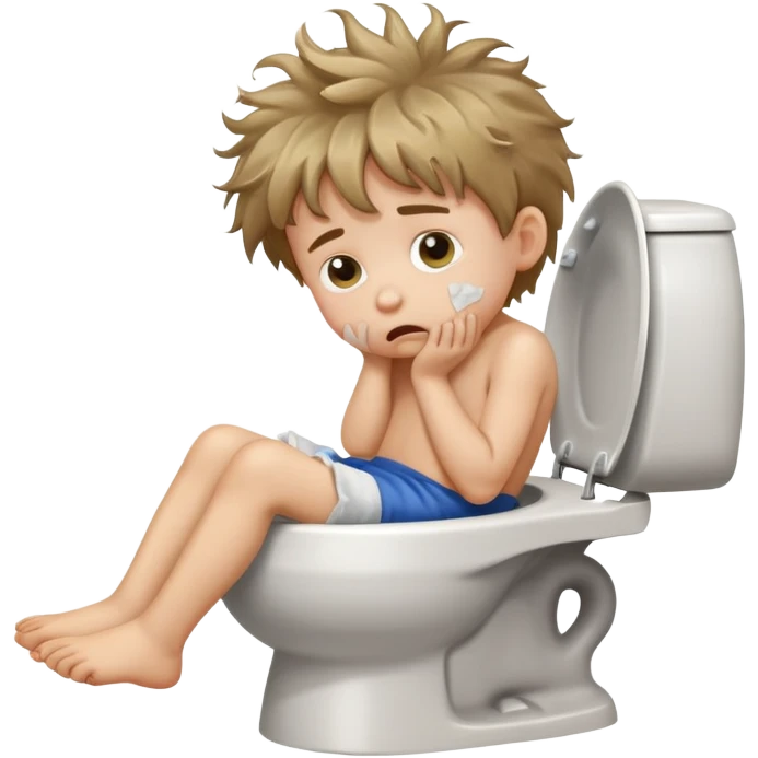 A little boy with his head stuck in a toilet  emoji