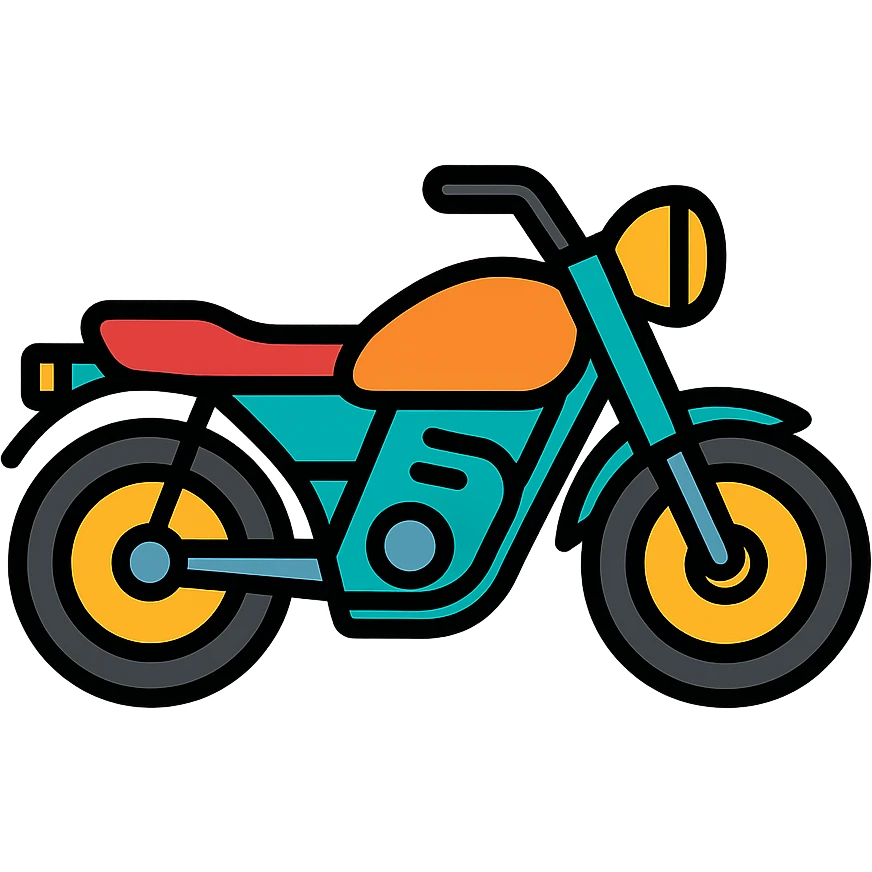 motorcycle, color outline icon style, clean lines, simple details emoji
