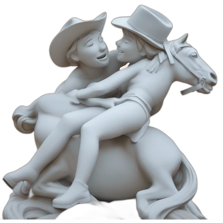 Reverse cowgirl position statue with two persons in love emoji