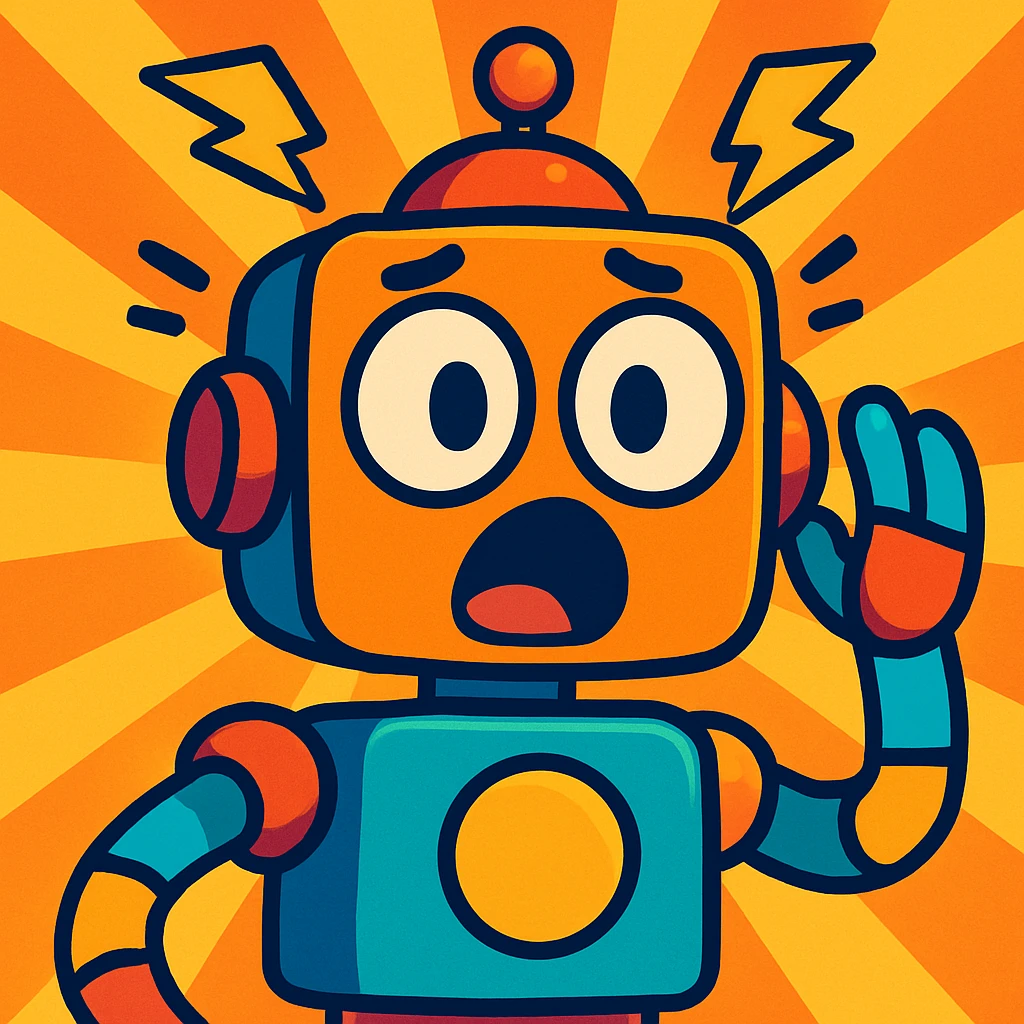 a robot with a surprised expression, vibrant toon style emoji