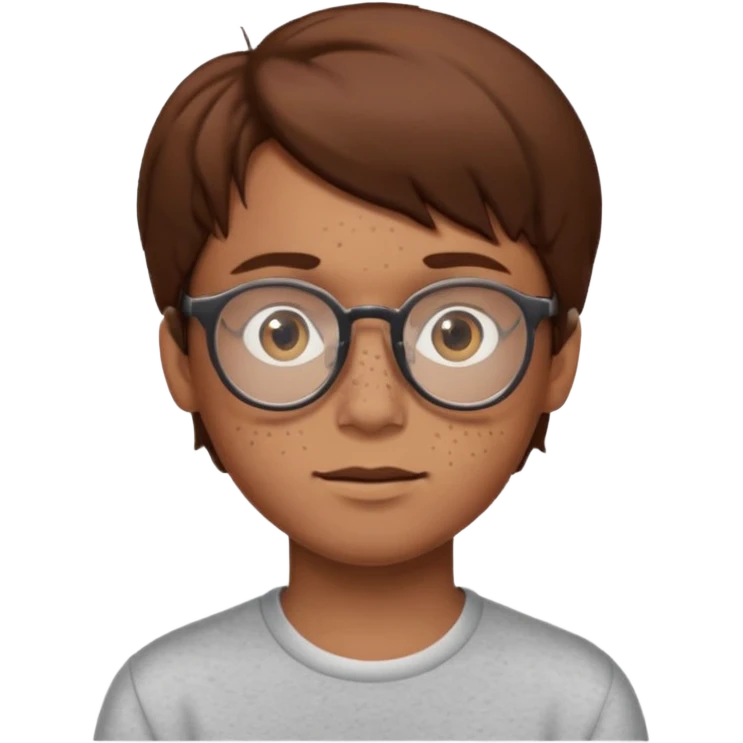 boy with brown hair light skin glasses freckles brown eyes emoji
