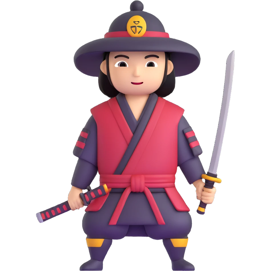 samurai sword and hat emoji
