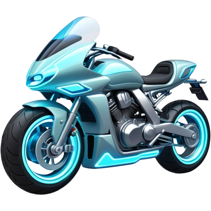 Neon-lit motorcycle with transparent wheels emoji