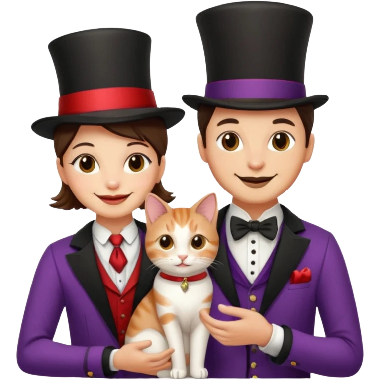 magician couple and their pet cat emoji