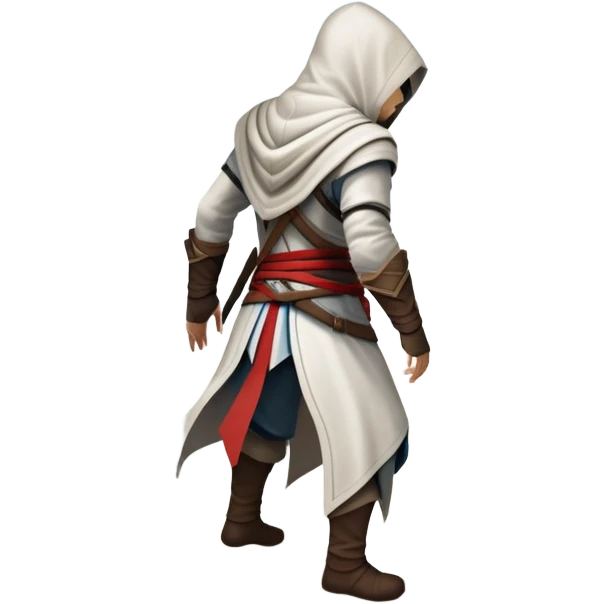 An icon representing an adventure game, inspired by Assassin's Creed. The design features a heroic character in hooded attire, scaling a tall building in a historical cityscape. The background shows ancient architecture and hidden symbols, symbolizing exploration and stealth. Transparent background emoji