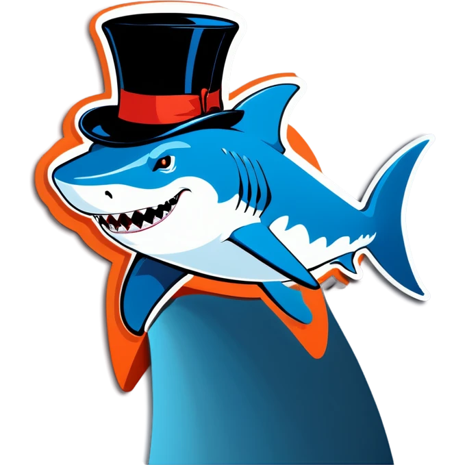 Shark with a top hat emoji