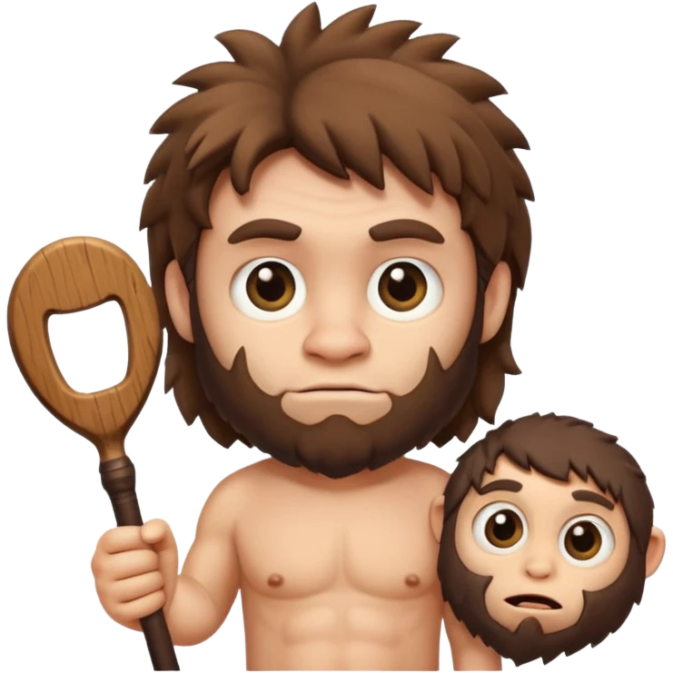 cute caveman with big eyes and a club emoji emoji