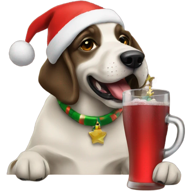Dogs drinking celebrating Christmas  emoji
