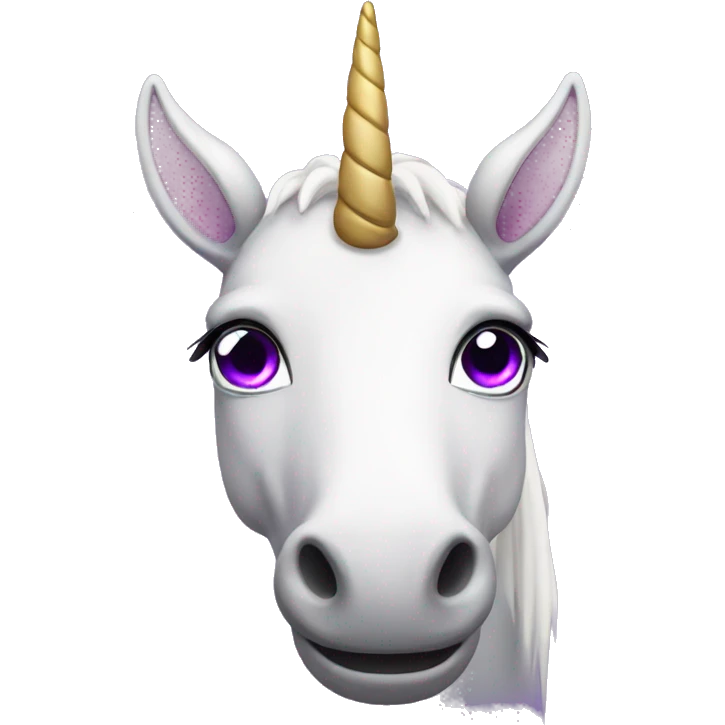 Unicorn with big purple eyes emoji