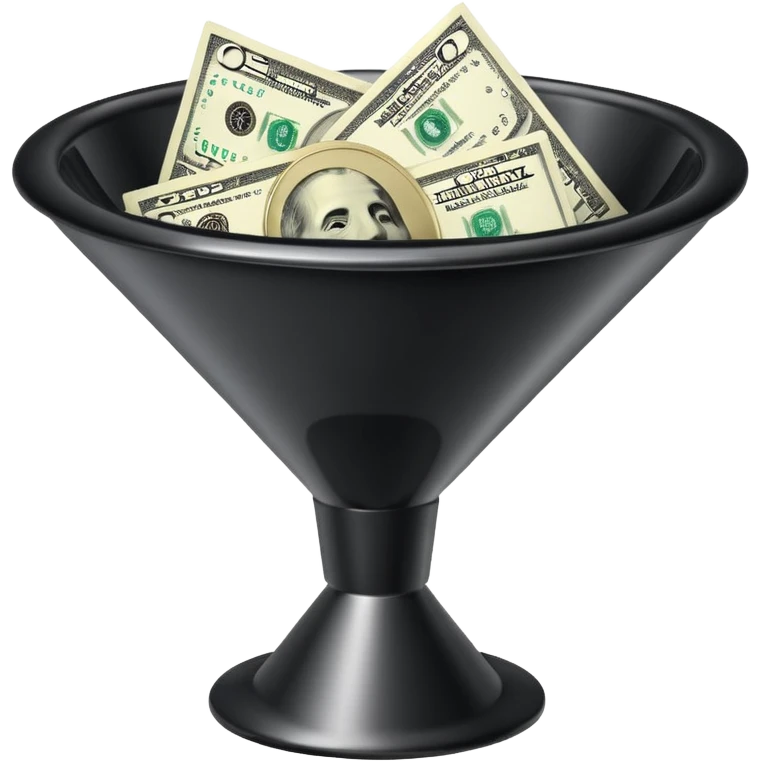 black marketing funnel with dollars at the bottom emoji