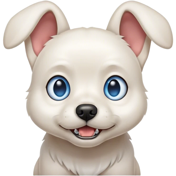 Snarling Blue eyed small white dog floppy ears  emoji