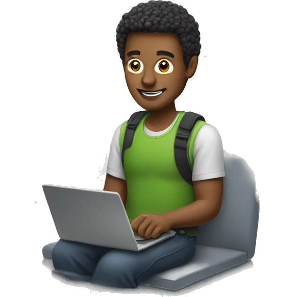 man with a laptop and a phone emoji