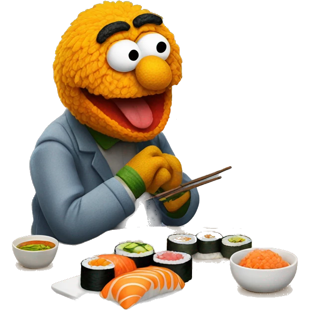 bert the muppet eating sushi emoji