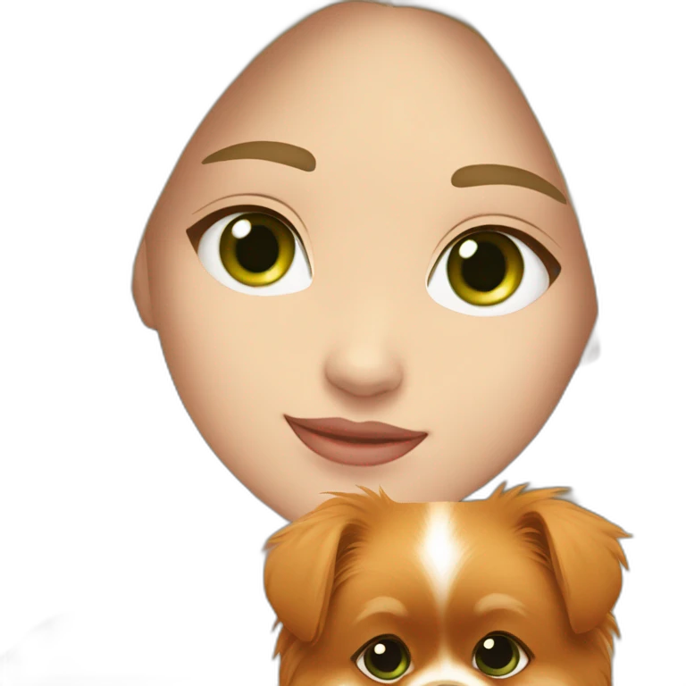 light-skinned-girl-with-green-eyes-petting-red-pomeranian emoji