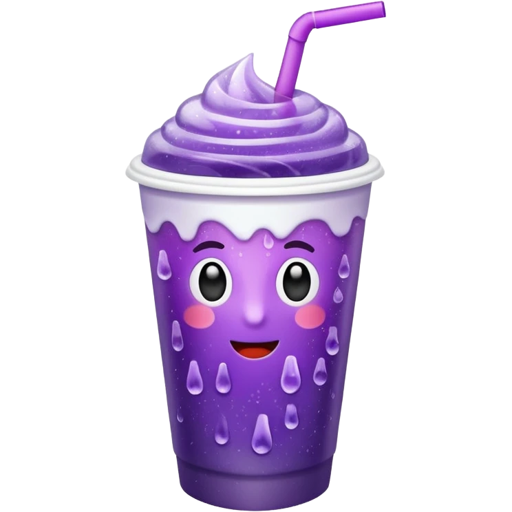 White paper cup filled with purple iced soda emoji