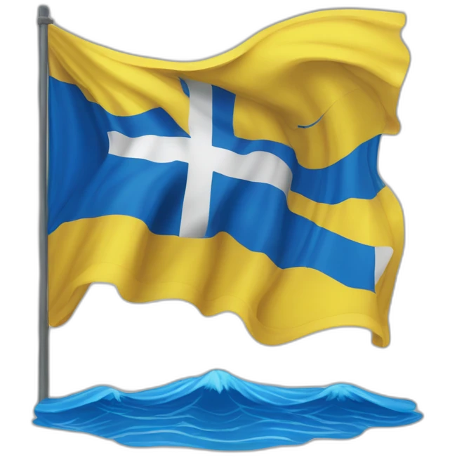 Drapeau de l’île de Madère jaune et bleu avec La Croix emoji