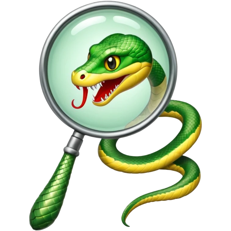 una lupa ed un serpente emoji