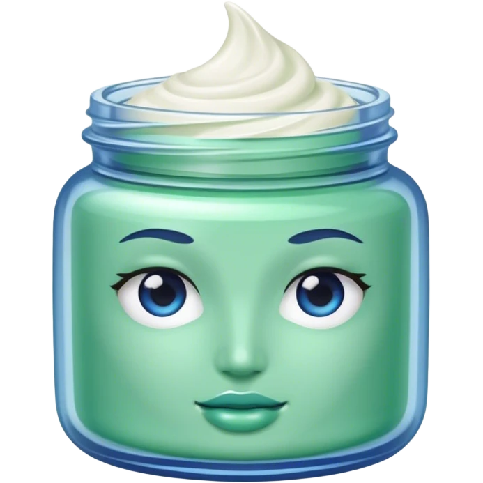 blue and green aesthetic jar of face cream  emoji