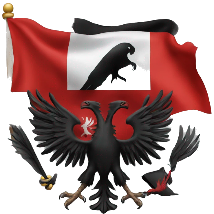Albanian flag with an Eagle emoji