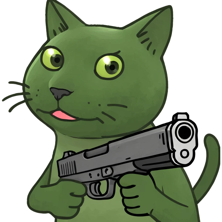 Upset cat with gun and a bomb emoji