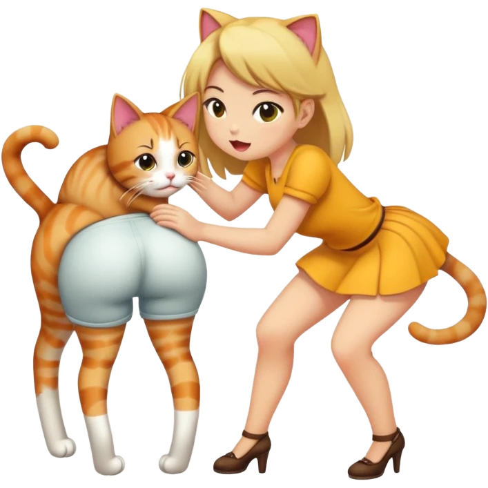 cat spanks girl on ass emoji