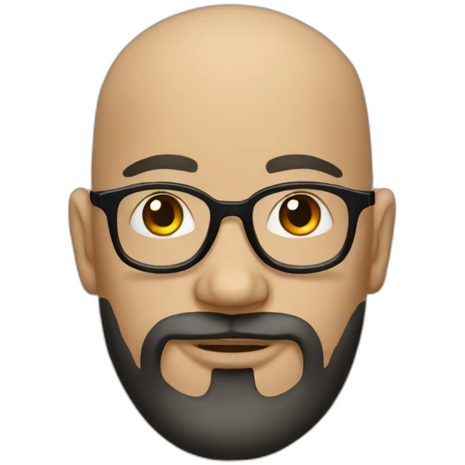 Tattooed bald man with beard and glasses emoji
