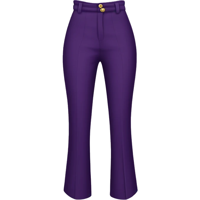 Realistic pair of dark purple high wasted long dress pants with button fasteners isolated.  emoji