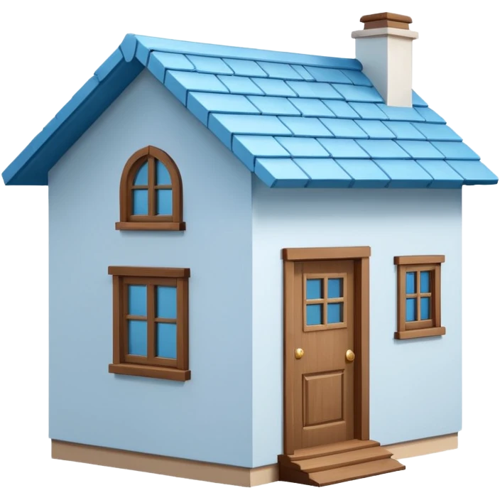 the front view of a mini house with a sky blue roof and white walls emoji