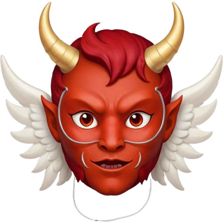 Devil wearing angel mask emoji