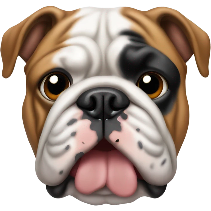 English bulldog with black and brown spot on right eye emoji